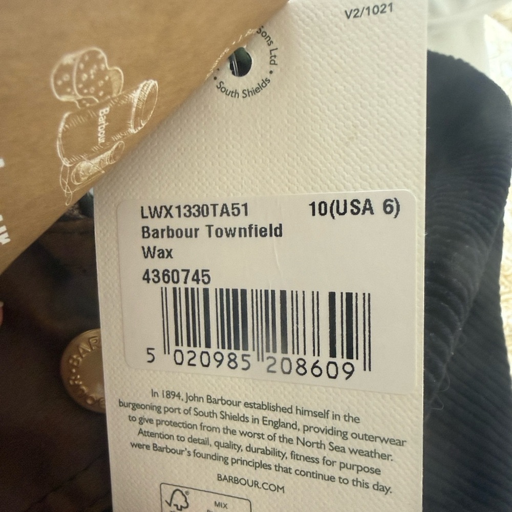 Barbour Tan townfield Waxed Jacket - Picture 2 of 13